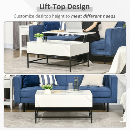 Aurora Lift Top Coffee Table W/ Hidden Storage Compartment, White