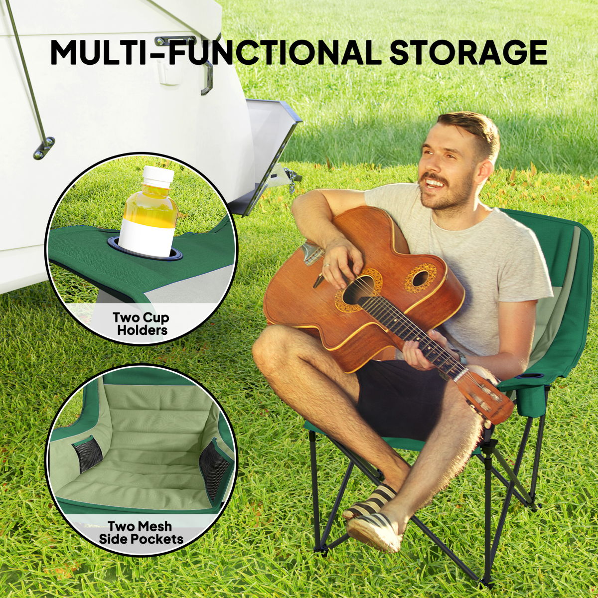 Esterno Camping Chair for Adults, Padded Folding Chair