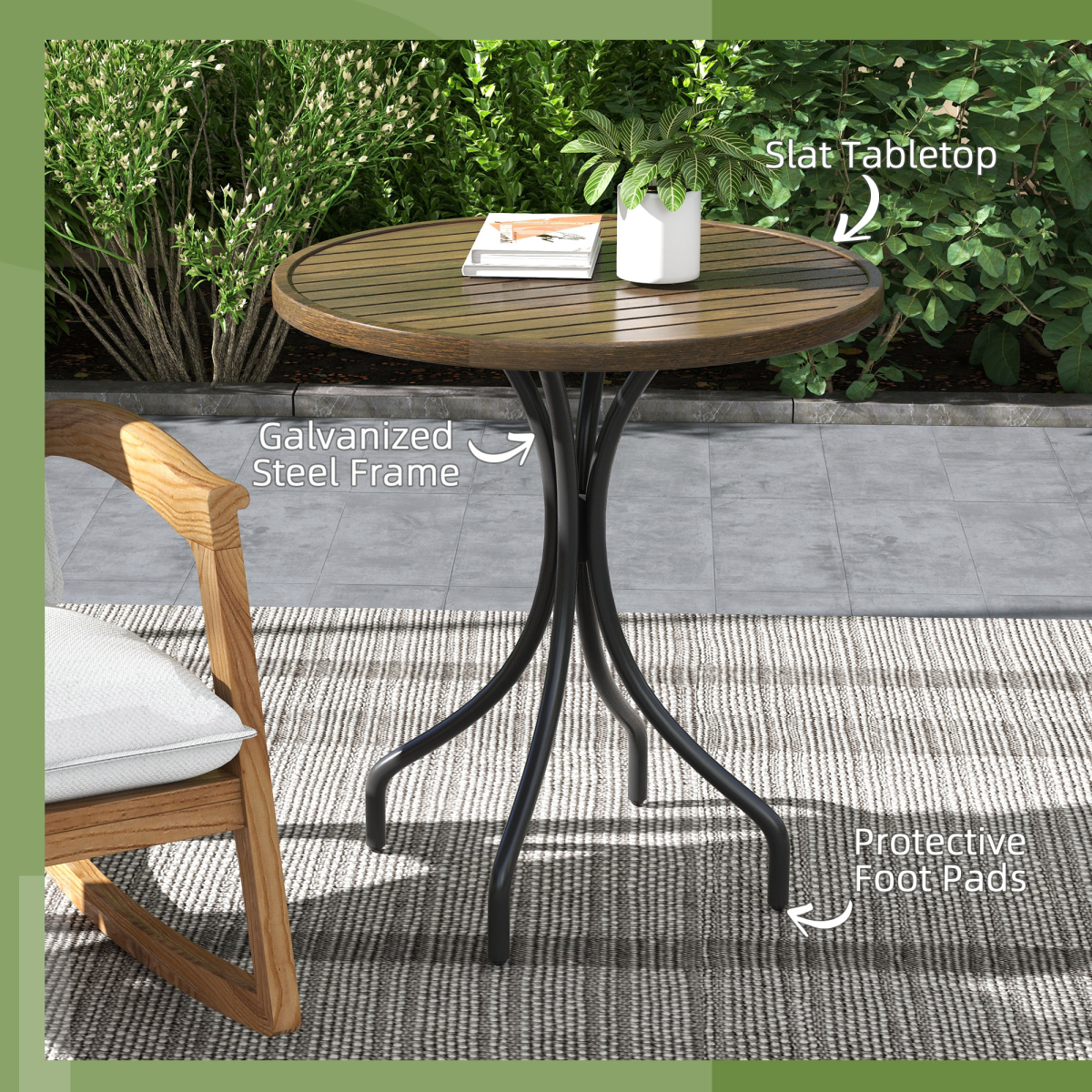 Esterno Round Garden Table Outdoor Side Table with Steel Frame