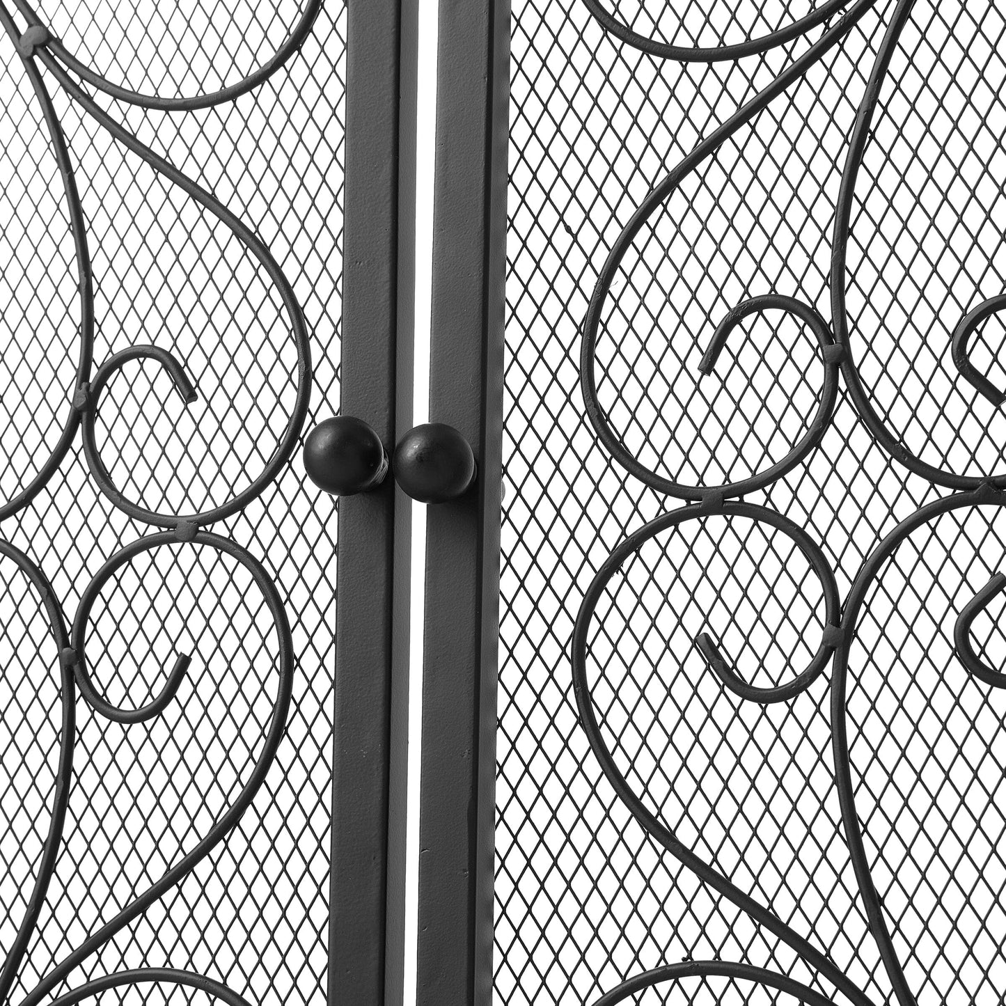 Smallbee Iron Fireplace Screen Black Powder-Coated – 114.7x84x16.5cm