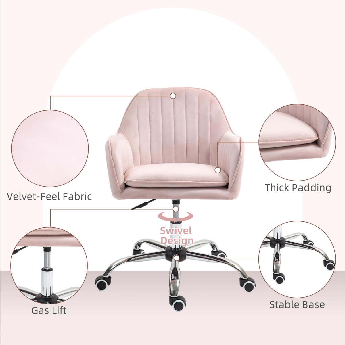 Aurora Office Chair, Swivel Desk Chair w/ Adjustable Height