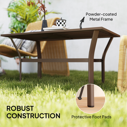 Esterno Metal Garden Coffee Table with Slatted Tabletop
