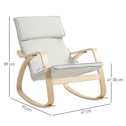 Aurora Comfortable Relax Rocking Chair with High Back, Cream White