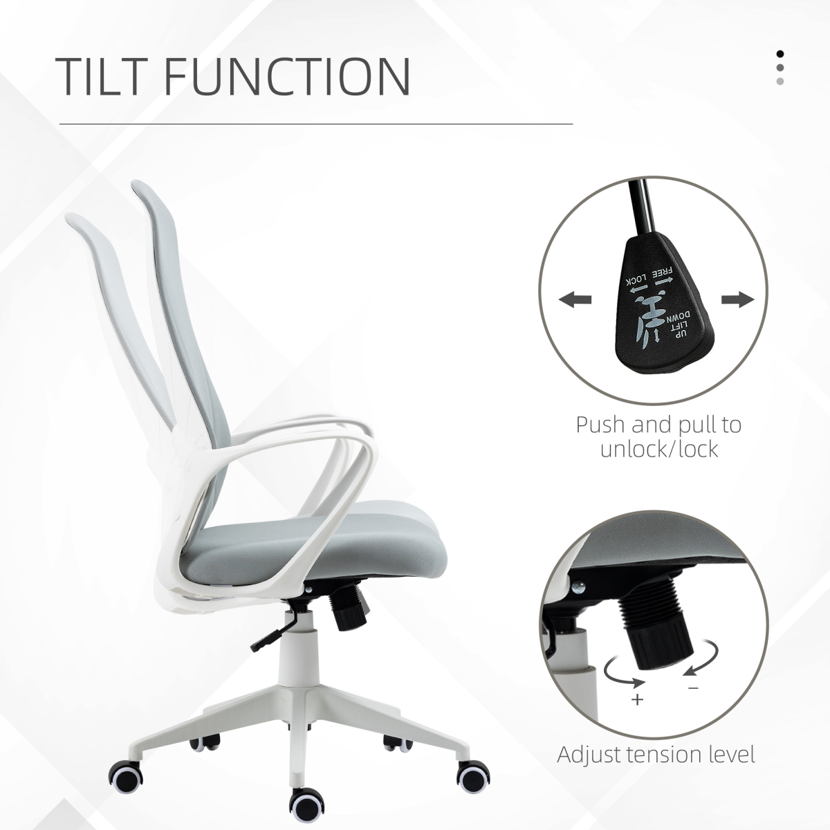 Luna High-Back Home Office Chair Height Adjustable Elastic Desk Chair Grey
