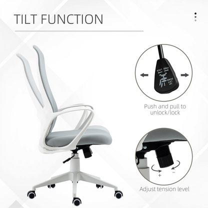 Luna High-Back Home Office Chair Height Adjustable Elastic Desk Chair Grey