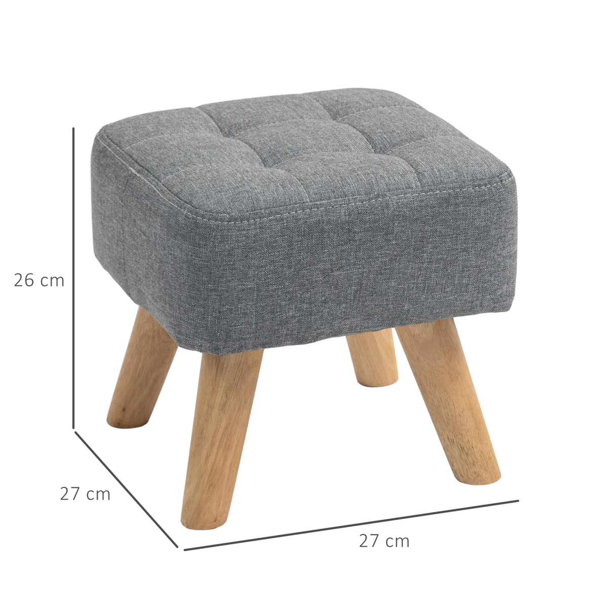 Aurora Modern Footstool, Fabric Foot Rest with Rubber Wood Legs