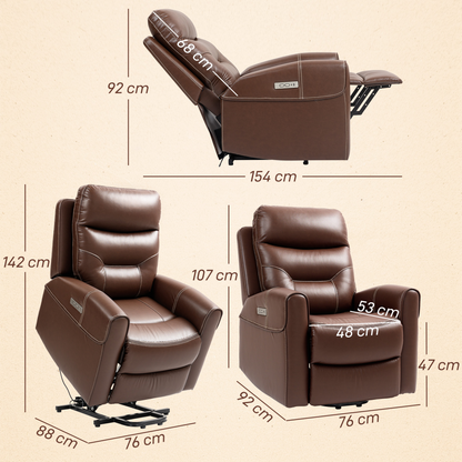 Aurora  Overstuffed Riser and Reclining Chair with USB Ports, Remote