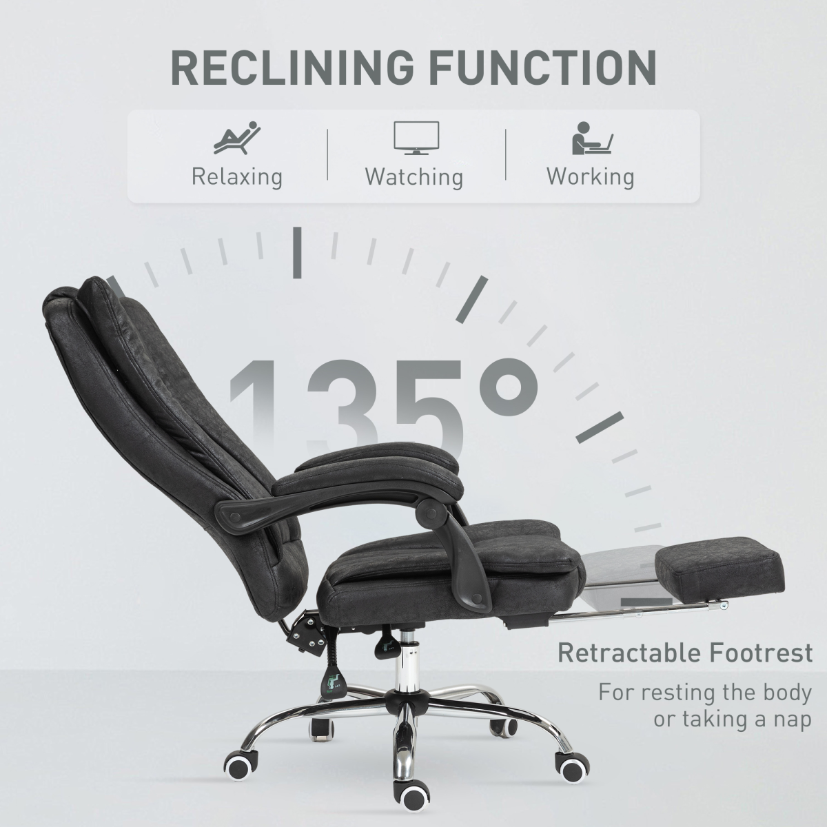 Luna Executive Office Chair Computer Desk Chair for Home w/ Footrest, Black