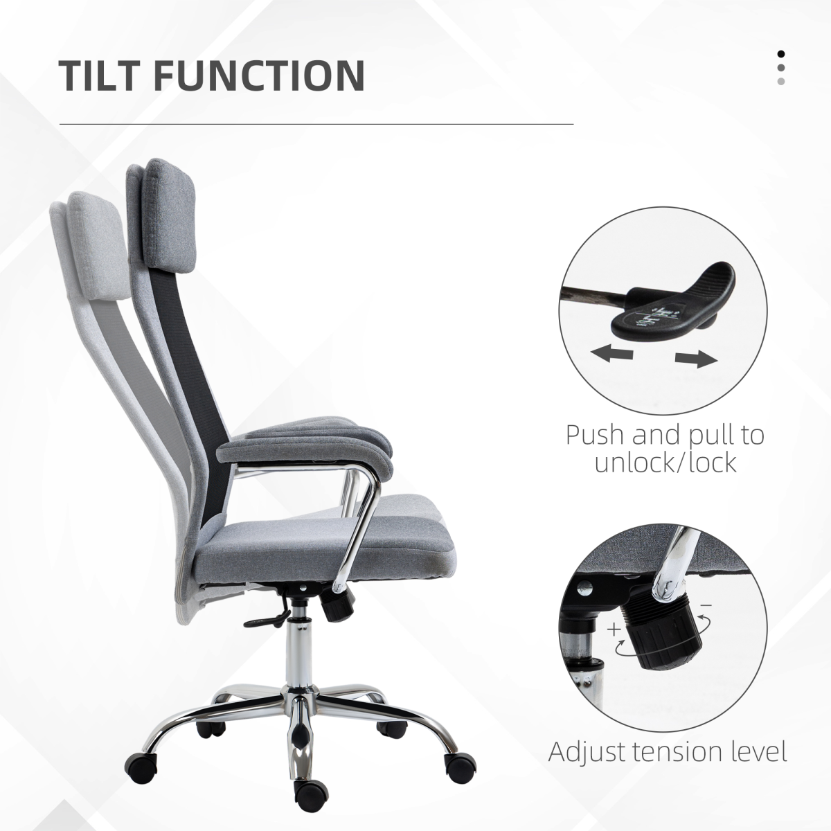 Office Chair Mesh High Back Swivel Task Home Desk Chair w/ Arm, Grey  Luna