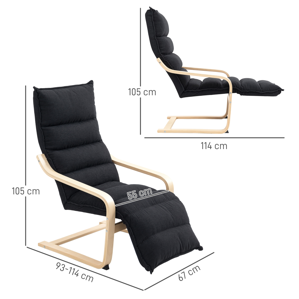 Aurora Birch Wood Lounge Chair for Living Room, Bedroom