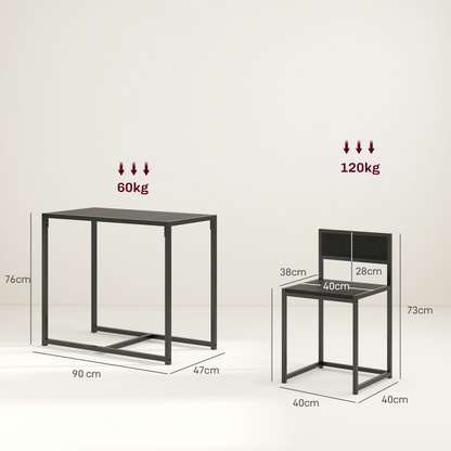 Aurora 3 Piece Dining Table Set with Metal Frame, Black