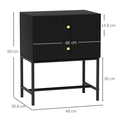 Aurora Modern Bedside Table with 2 Drawers for Bedroom