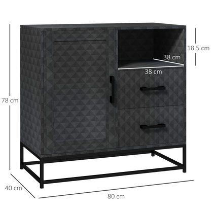 Aurora Cupboard with Adjustable Shelf, Open Compartment, 2 Drawers