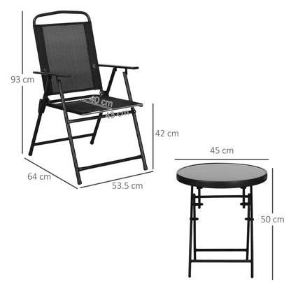 Esterno Bistro Set Folding Chairs & Coffee Table for Balcony