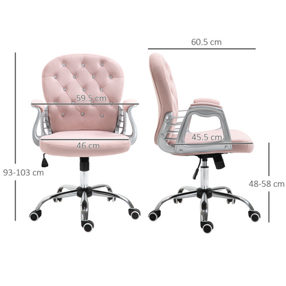 Luna Office Chair PU Diamante Padded Ergonomic 360° Swivel