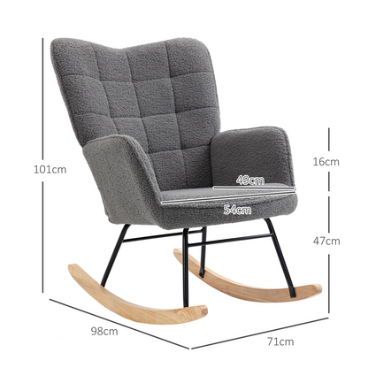 Aurora Wingback Rocking Chair for Nursing w/ Steel Frame