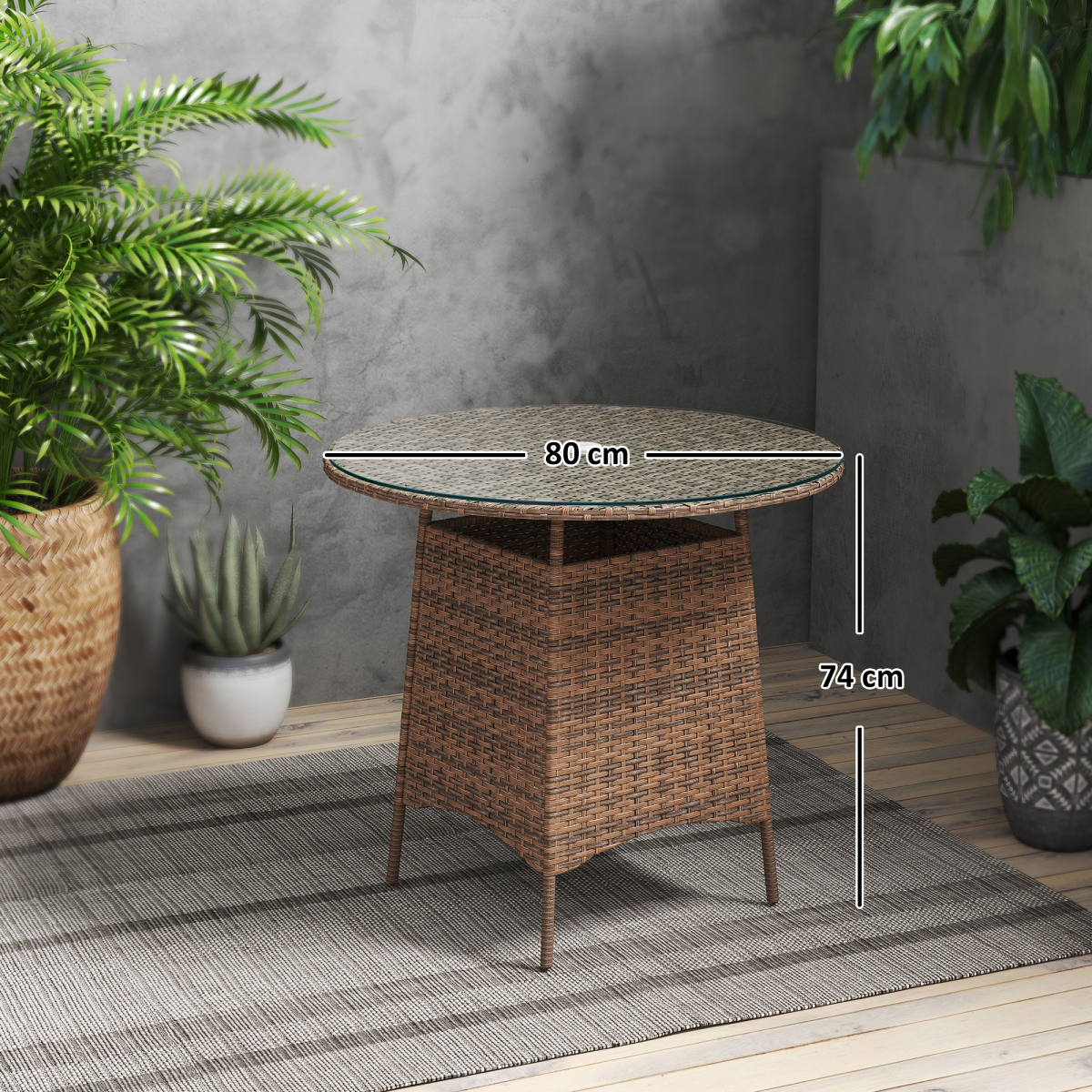 Esterno Patio Furniture Rattan Garden Table with Umbrella Hole