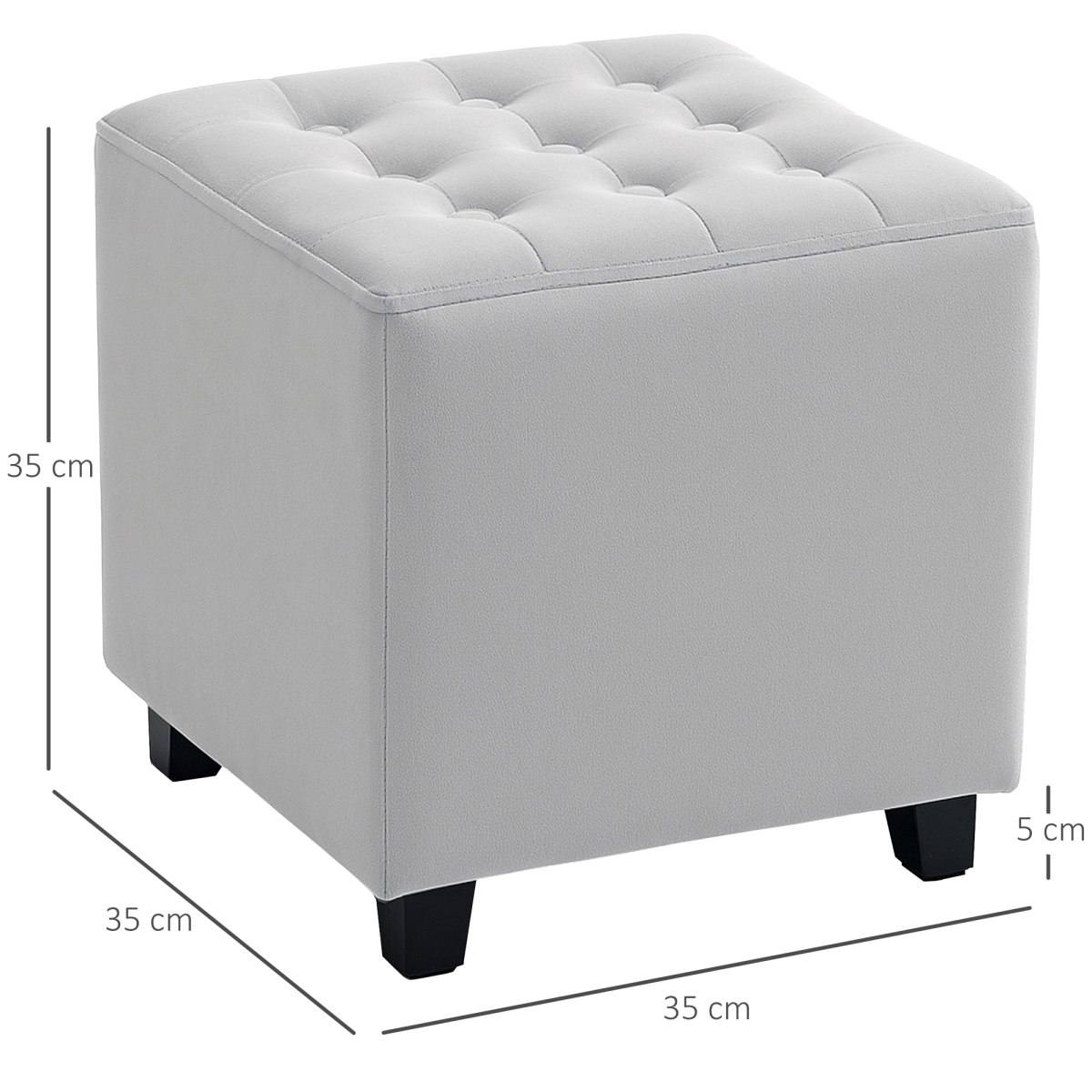 Aurora Square Footstool Small Ottoman with Wood Legs for Bedroom