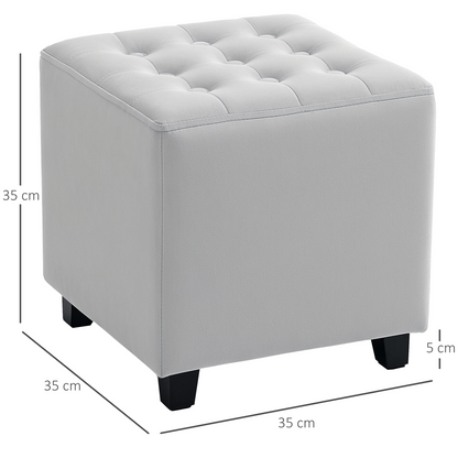 Aurora Square Footstool Small Ottoman with Wood Legs for Bedroom