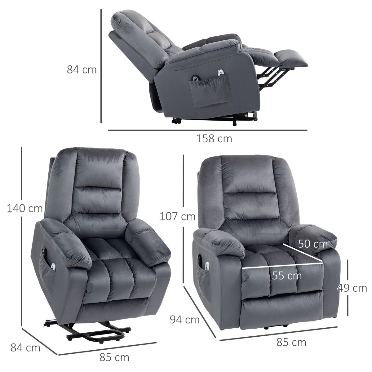 Aurora Lift Chair with Vibration Massage, Heat, Quick Assembly, Brown
