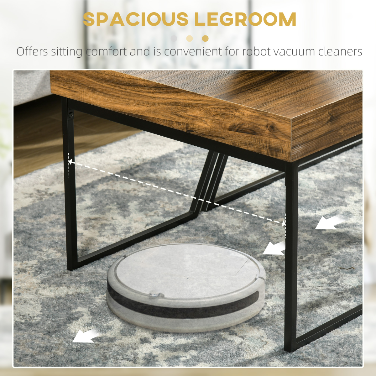Aurora Coffee Table Set of 2, Coffee Tables with Steel Frame for Living Room