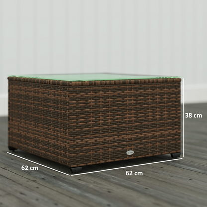 Esterno Outdoor Coffee Table with Glass Top, Rattan Side Table
