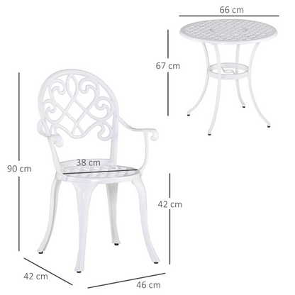 Esterno 3PCs Bistro Set,  Aluminium Garden Table and Chairs