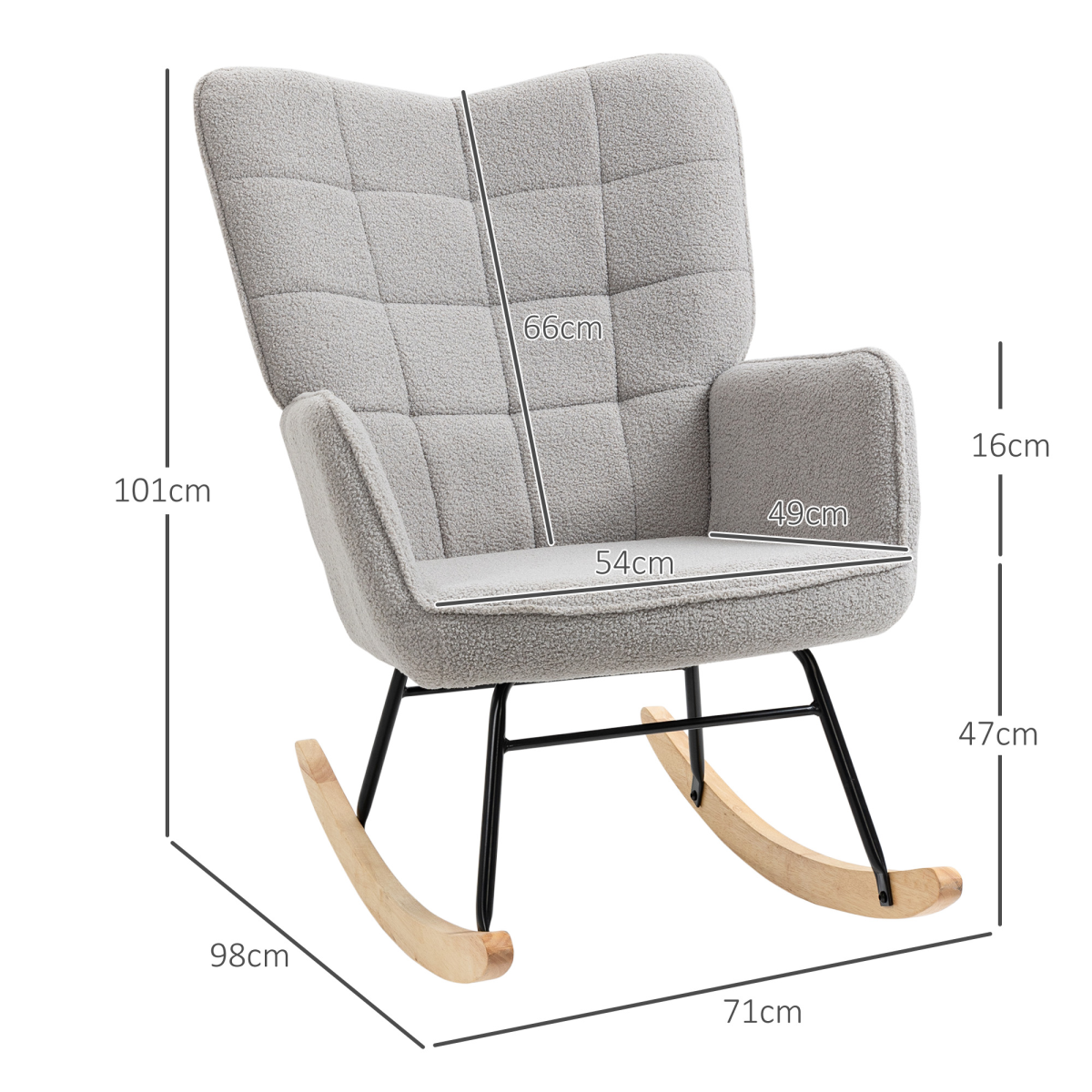 Aurora Wingback Rocking Chair for Nursing w/ Steel Frame