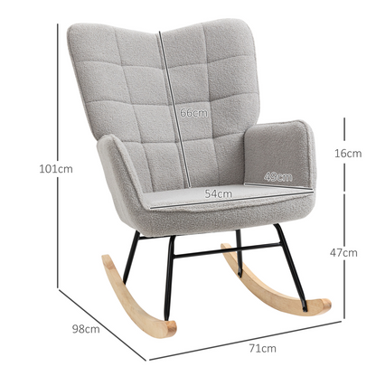 Aurora Wingback Rocking Chair for Nursing w/ Steel Frame