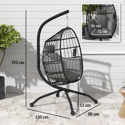 Esterno Egg Chair Outdoor Indoor Garden Swing Chair, Folding Basket