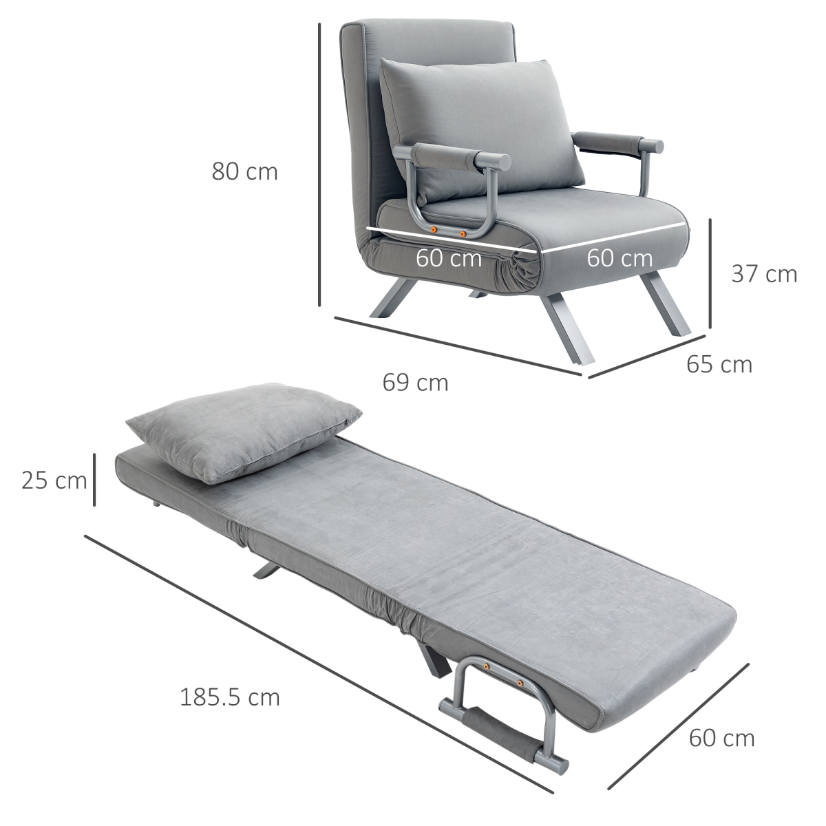 Aurora Single Folding 5 Position Convertible Sleeper Chair Bed