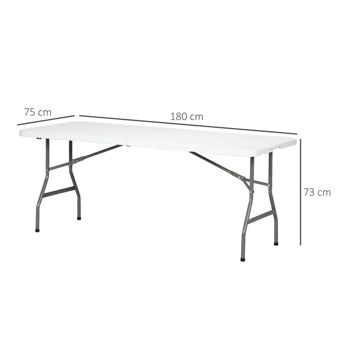 Esterno Folding Garden Table, Patio Table with Metal Frame, White