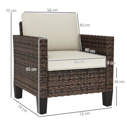 Esterno Single Rattan Chair, Garden Armchair with Cushions