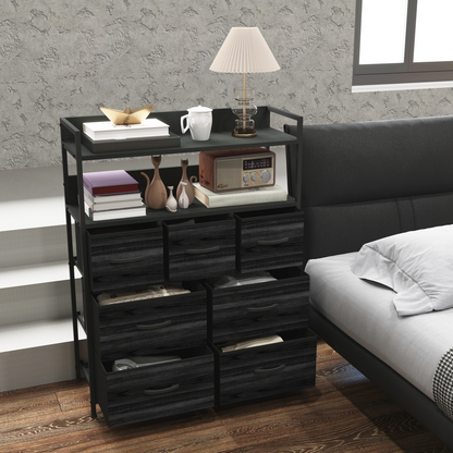Aurora Bedroom Chest of Drawers 7 Drawer Dresser w/ Shelves