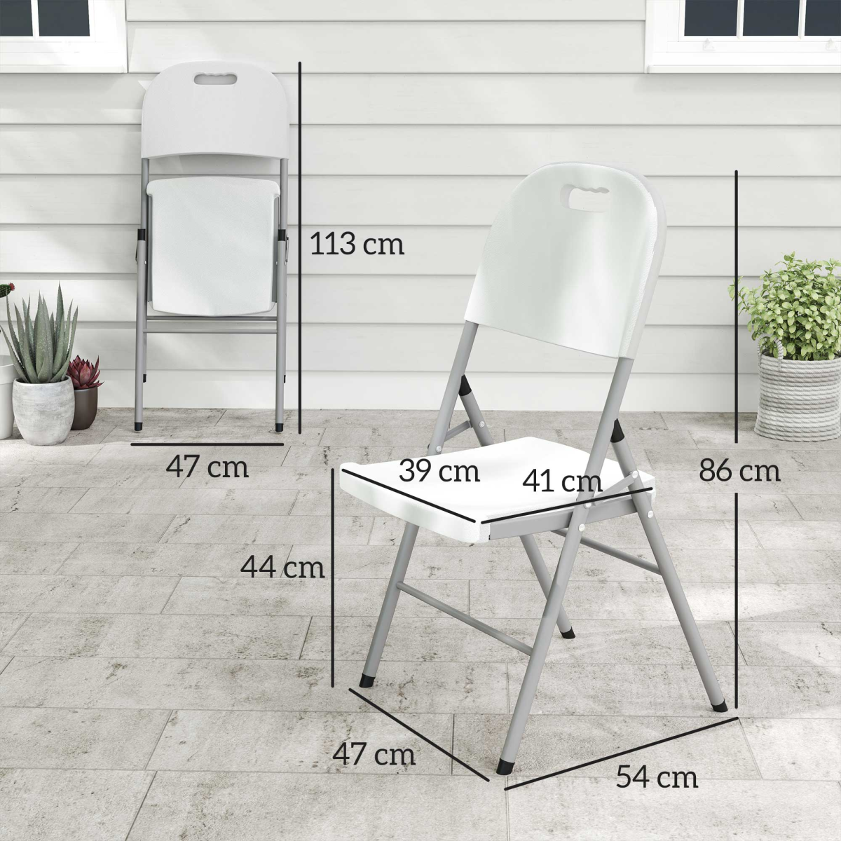 Esterno 2PCS Folding Chair with Steel Frame, Garden Chair Set