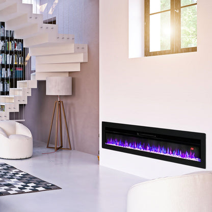 40/50/60 Inch Black/White 9 flame colour Electric Fireplace 1800W Wall Mounted Heater With Installation Kit