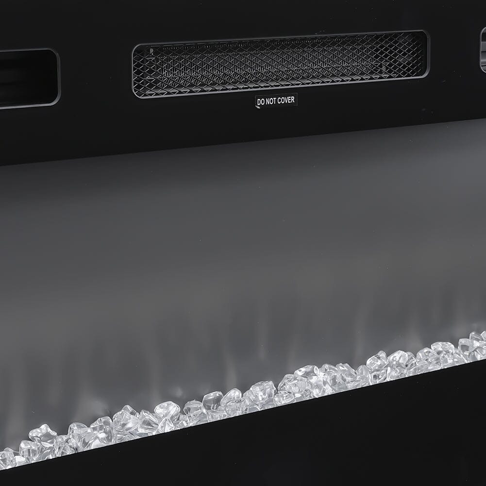 36 Inch Recessed Electric Fireplace TV Stand with Closed Storage