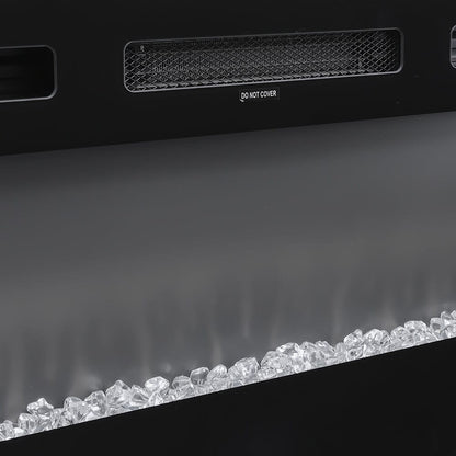 36 Inch Recessed Electric Fireplace TV Stand with Closed Storage