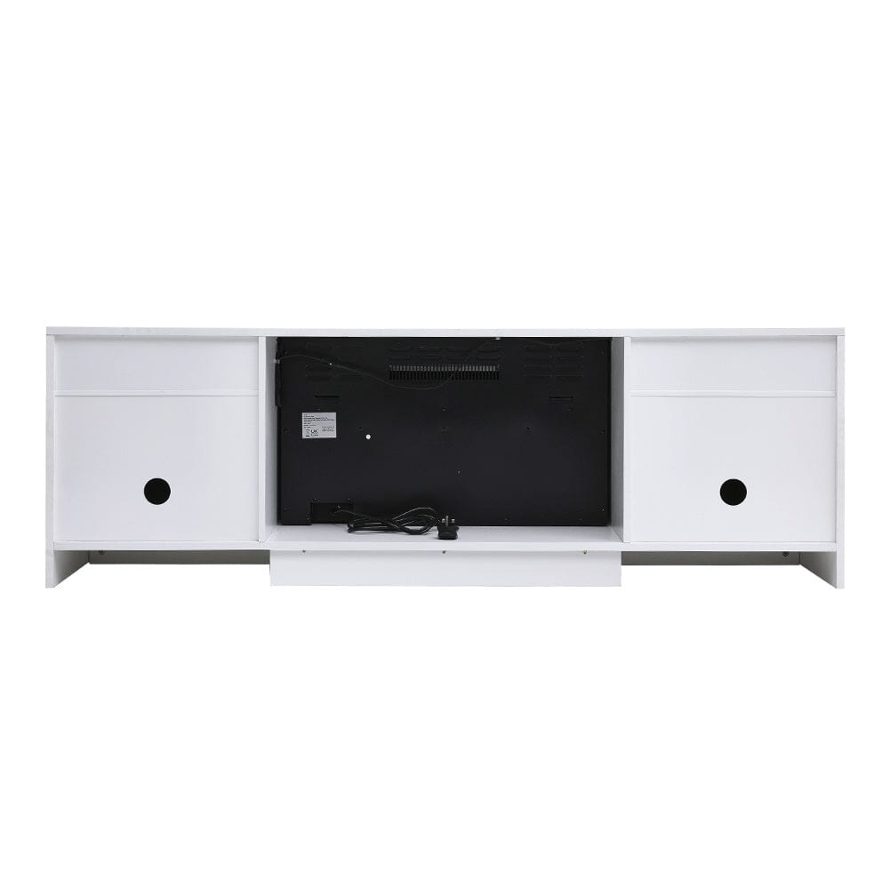 36 Inch Recessed Electric Fireplace TV Stand with Closed Storage