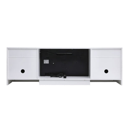 36 Inch Recessed Electric Fireplace TV Stand with Closed Storage