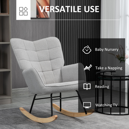Aurora Wingback Rocking Chair for Nursing w/ Steel Frame