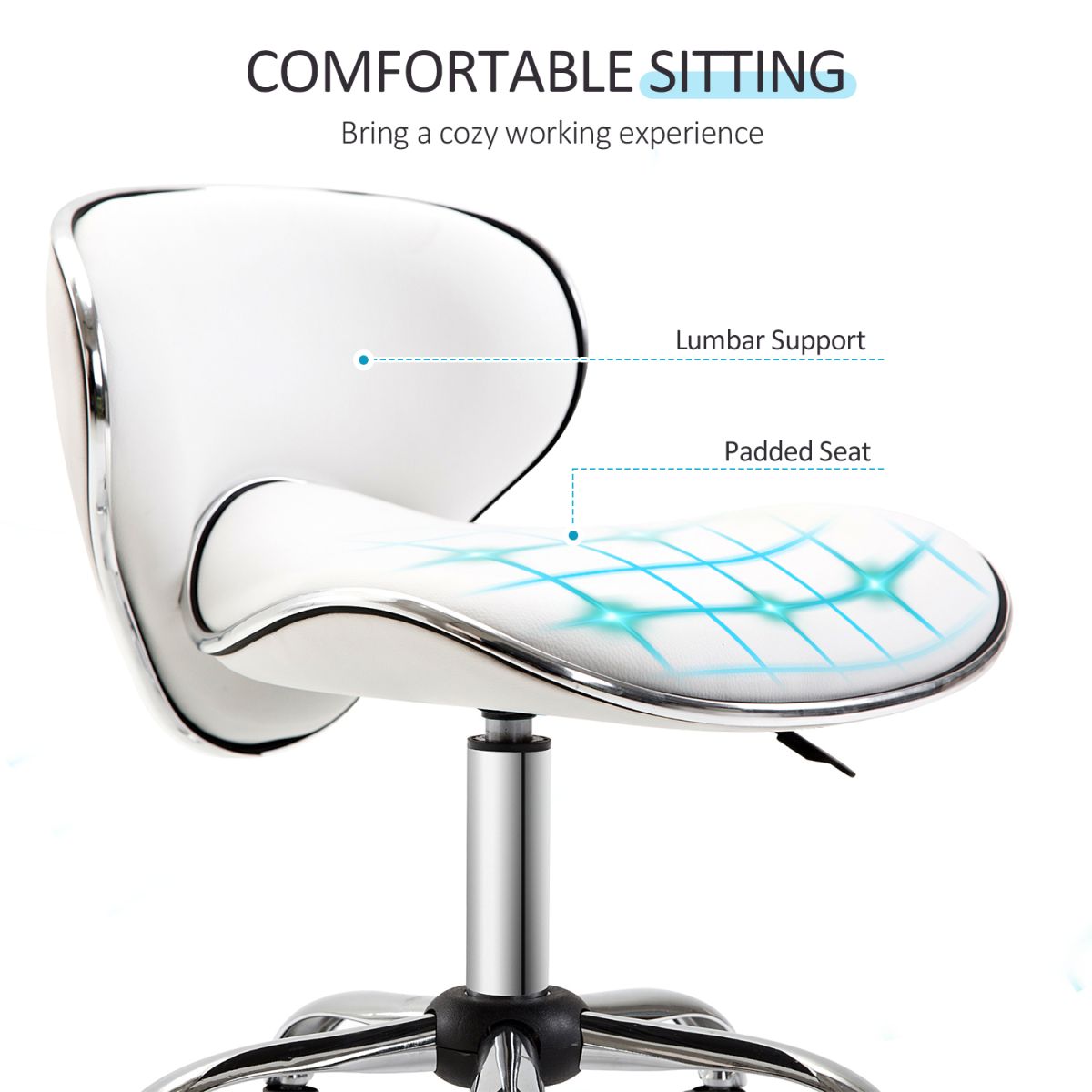 Aurora Office Chair Beauty Salon Rolling Technician Stool Chair