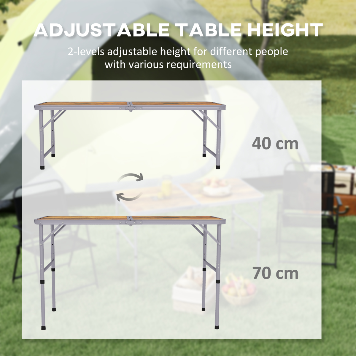 Esterno Portable Folding Picnic Table Outdoor Lightweight BBQ Party Aluminum