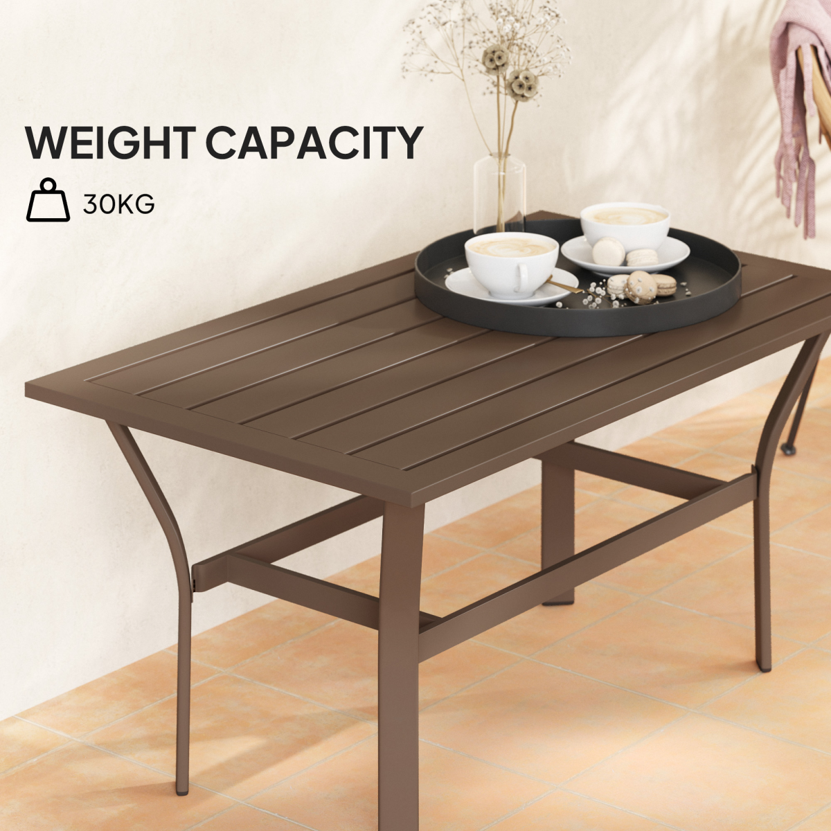 Esterno Metal Garden Coffee Table with Slatted Tabletop