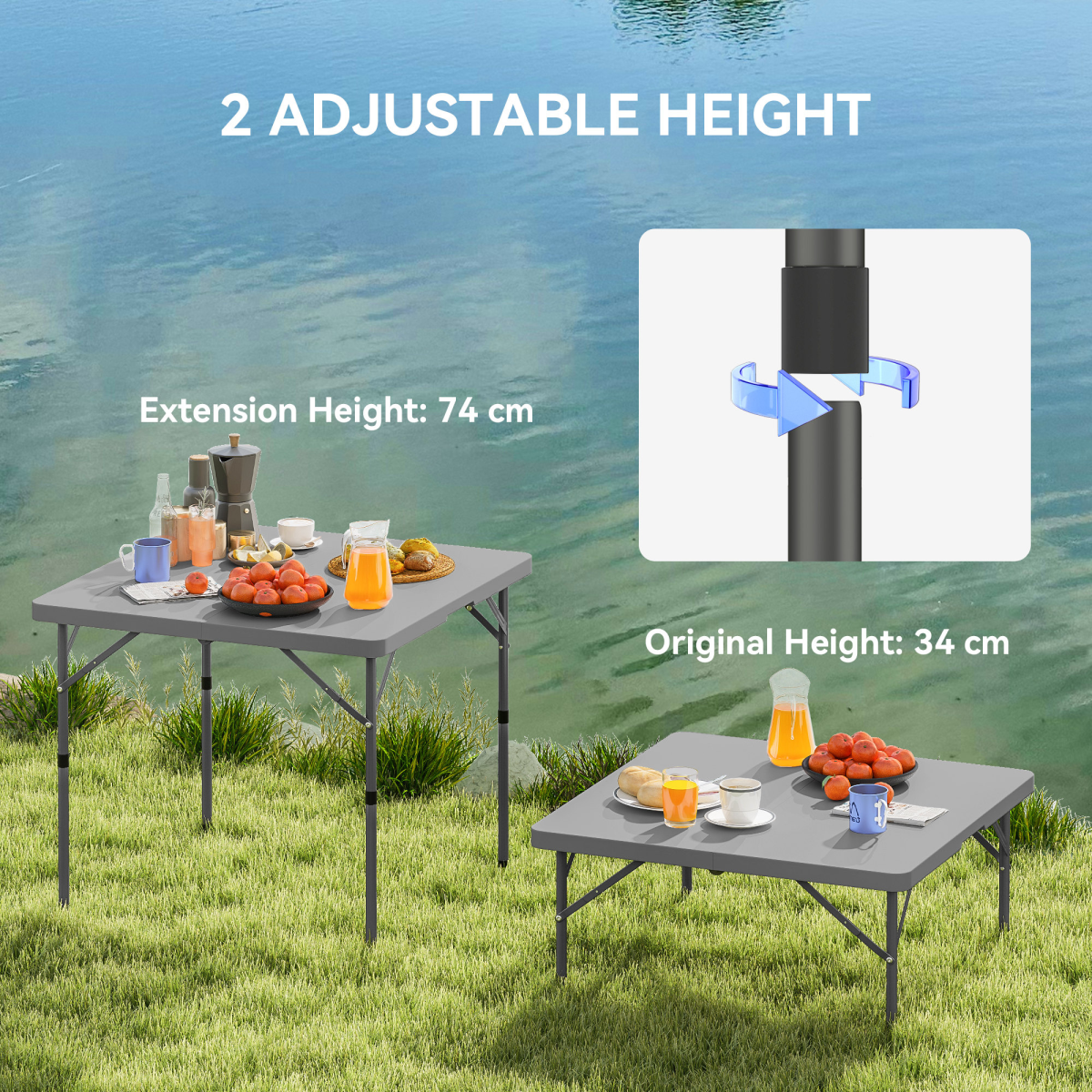 Esterno 3ft Folding Camping Table with 2 Adjustable Height