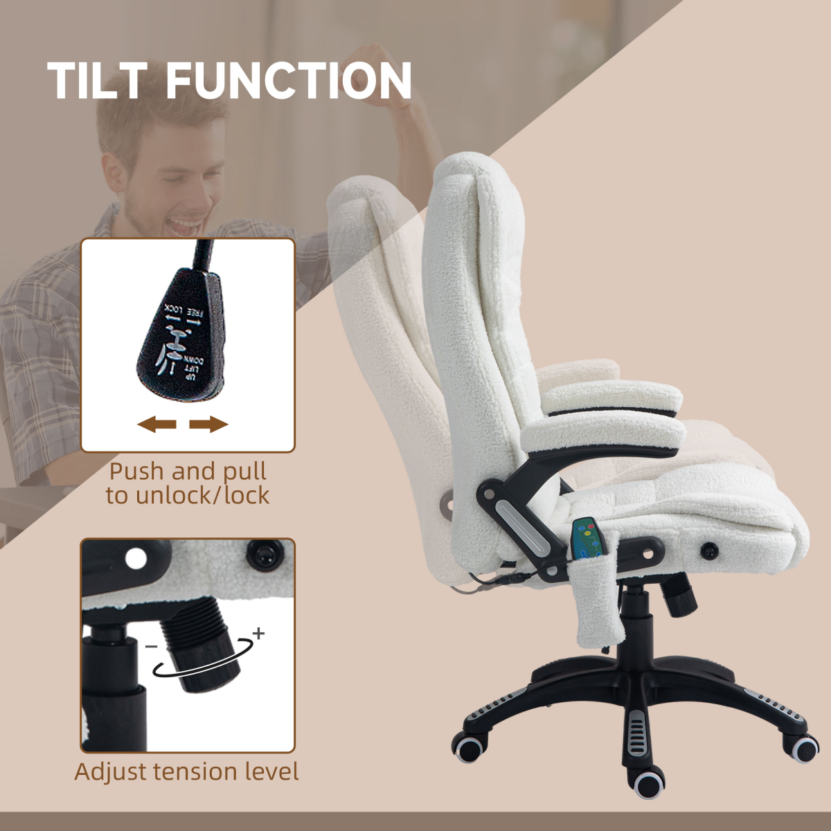 Luna Office Chair w/ Heating Massage Points Relaxing Reclining