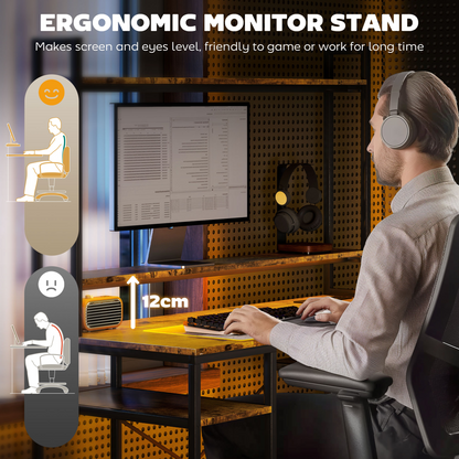 Aurora Computer Desk Home Office Desk with Monitor Stand