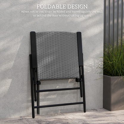 Esterno 2pcs Rattan Chair Foldable Garden Furniture w/ Armrest Grey