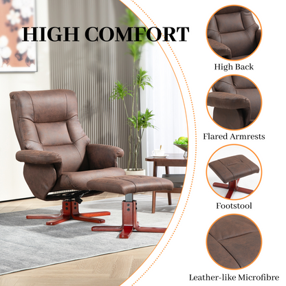 Aurora Recliner Chair with Footstool, Backrest Adjustable, Armchair