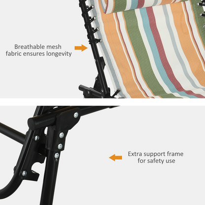 Esterno Folding Beach Chair Chaise Lounge 4 Adjustable Positions, Multicolored